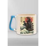 giftkonsept Catzilla 2 Baskılı Japon Kedi Sanatı Anime Manga Figürü Doğum Günü Hediye Mavi Kulplu Kupa Bardak, QBT5269