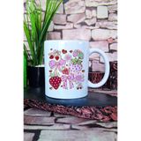 giftkonsept Çilek Ve Kurdele No:1 Baskılı Hediyelik Kupa Bardak, T-M2319