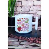 giftkonsept Çilek Ve Kurdele No:2 Baskılı T Kulplu Latte Fincanı Kupa Bardak, T-L2320