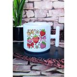 giftkonsept Çilek Ve Kurdele No:3 Baskılı T Kulplu Latte Fincanı Kupa Bardak, T-L2321