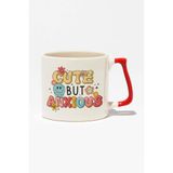 giftkonsept Cute but really anxious Şirin Endişeli Komik Söz Doğum Günü Hediye Kırmızı Kulplu Kupa Bardak, QBT5113