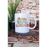 giftkonsept Cute but really anxious Şirin Endişeli Komik Söz Hediyelik Baskılı Çay Kahve Sunum Kupa Bardak, QBM5113