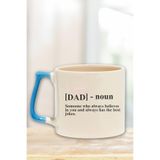 giftkonsept Dad Noun 2 Baskılı Babalar Günü Anlamlı Doğum Günü Hediye Mavi Kulplu Kupa Bardak, QBT5384