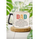 giftkonsept Dad Noun 3 Baskılı Babaya Özel Tanım Babalar Günü Doğum Günü Hediye Siyah Kulplu Kupa Bardak, QBT5388
