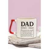giftkonsept Dad Noun Baskılı Baba Tanımı Babalar Günü Doğum Günü Hediye Kırmızı Kulplu Kupa Bardak, QBT5383