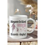 giftkonsept Dünyanın En Güzel Annesi Nisanda Doğdu Baskılı Anneye Doğum Günü Hediyelik Beyaz Kupa Bardak, QBM5988