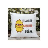 giftkonsept Efsaneler Aralıkta Doğar Baskılı Doğum Günü Hediyelik Elyaf Saten Dekoratif Yastık, QBY1341