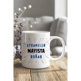 giftkonsept Efsaneler Mayısta Doğar Baskılı Mavi Detaylı Doğum Günü Hediyelik Kupa Bardak, QBM8266