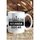 giftkonsept Efsaneler Nisanda Doğar Yıldız Baskılı Doğum Günü Hediyelik Kupa Bardak, QBM8260