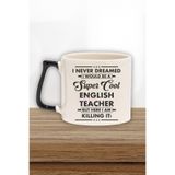 giftkonsept English Teacher 3 Baskılı İngilizce Öğretmeni Doğum Günü Hediye Siyah Kulplu Kupa Bardak, QBT5324