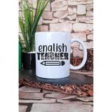 giftkonsept English Teacher Klasik Baskılı İngilizce Öğretmeni Hediyelik Baskılı Çay Kahve Sunum Kupa Bardak, QBM5319