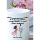 giftkonsept Eş, Sevgili, Çift, Karı Koca -El Ele Yürümeye Devam Ederiz.- Baskılı Romantik Hediyelik Kupa Bardak, QBM1696
