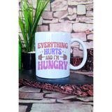 giftkonsept Everything Hurts And I'm Hungry Yazılı Komik Gym Spor Hediye Baskılı Kupa Bardak, QBM5600