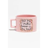 giftkonsept First My Mother Forever No:2 Baskılı Anneler Günü Hediye Pembe Dikdörtgen Kulp Fincan Kupa Bardak, QBNF5027