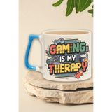 giftkonsept "Gaming is my Therapy" Oyun Terapim Gamer Arkadaşa Doğum Günü Hediye Mavi Kulplu Kupa Bardak, QBT5226