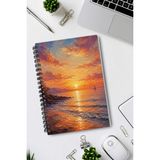 giftkonsept Gün Batımı ve Deniz Dalgası Manzaralı 50 Yaprak 100 Sayfa Sprialli Defter - Renkli - A5 - Çizgisiz