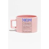 giftkonsept Happy Mother's Day No:2 Baskılı Anneler Günü Hediyelik Pembe Dikdörtgen Kulplu Fincan Kupa Bardak, QBNF5016