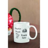 giftkonsept Hayaller Büyük Enerji Sıfır Komik Yazılı Kupa Bardak, QBM2336