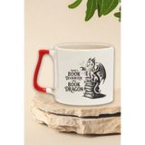 giftkonsept I Am Not A Bookworm I Am A Book Dragon Yazılı Kitap Sever Hediyelik Kırmızı Kulplu Kupa Bardak, QBLK5477