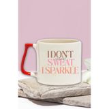 giftkonsept I Don't Sweat I Sparkle Yazılı Komik Gym Spor Fitness Hediyelik Kulplu Kupa Bardak Kırmızı, QBLK5591-KR