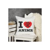 giftkonsept I Love Anime Anime Baskılı Elyaf Dolgulu Hediyelik Yastık 28x28 cm, QBY1043