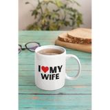 giftkonsept I Love My Wife Yazılı Karı Koca Sevgililer Günü Yıldönümü Hediye Kupa Bardak, QB2M009