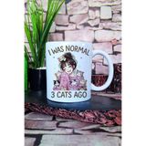 giftkonsept I Was Normal 3 Cats Ago Temalı Komik Kedi Sahibi Mizahı Hediye Baskılı Kupa Bardak, QBM5711