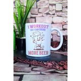 giftkonsept I Workout So I Can Drink More Beer Yazılı Komik Gym Spor Hediye Baskılı Kupa Bardak, QBM5594