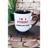giftkonsept I'm A Student I Have No Life Öğrenci Komik Eğlenceli Hediye Baskılı Siyah Premium Kupa Bardak, QBEK1076