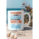 giftkonsept I'm Not Arguing Engineer Mühendis Komik Hediye Kupa Bardak, QBM2306