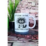 giftkonsept Its Fine I Am Fine Yazılı Komik Her Şey Yolunda Mizahı Hediye Baskılı Kupa Bardak, QBM5617