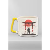 giftkonsept Japon Art 5 Çağdaş Baskılı Japon Sanatı Anime Manga Doğum Günü Hediye Sarı Kulplu Kupa Bardak, QBT5313