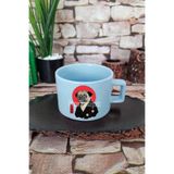 giftkonsept Japon Art Sevimli Köpek Baskılı Kawaii Anime Manga Kare Kulplu Fincan Mavi Kupa Bardak, QBNF5308