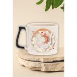 giftkonsept Koi Balığı İlüstrasyon 2 Baskılı Japon Koi Sanatı Anime Doğum Günü Hediye Siyah Kulplu Kupa Bardak, QBT5293