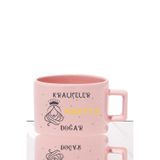 giftkonsept Kraliçeler Bu Ayda Doğar Baskılı Hediyelik Dikdörtgen Kulplu Pastel Pembe Fincan/Kupa Bardak, Pembe-03