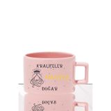 giftkonsept Kraliçeler Bu Ayda Doğar Baskılı Hediyelik Dikdörtgen Kulplu Pastel Pembe Fincan/Kupa Bardak, Pembe-05