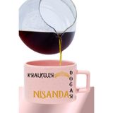 giftkonsept Kraliçeler Bu Ayda Doğar-Taç Baskılı Eş Anne Arkadaş Hediyelik Dikdörtgen Kulplu Pastel Pembe Fincan, Pembe-04