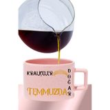 giftkonsept Kraliçeler Bu Ayda Doğar-Taç Baskılı Eş Anne Arkadaş Hediyelik Dikdörtgen Kulplu Pastel Pembe Fincan, Pembe-07