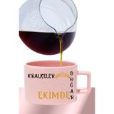 giftkonsept Kraliçeler Bu Ayda Doğar-Taç Baskılı Eş Anne Arkadaş Hediyelik Dikdörtgen Kulplu Pastel Pembe Fincan, Pembe-10