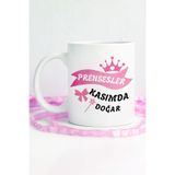 giftkonsept Kurdeleli Prensesler Kasımda Doğar Baskılı Doğum Günü Hediyelik Kupa Bardak, QBM8269