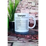 giftkonsept Lawyer Nutrition Facts Baskılı Komik Avukat Hediyelik Baskılı Çay Kahve Sunum Kupa Bardak, QBM5654