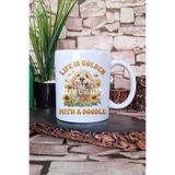 giftkonsept Life Is Gold With A Doodle Köpeksever Hediyelik Baskılı Çay Kahve Sunum Kupa Bardak, QBM5839