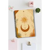 giftkonsept Mistik Boho Botanik Yaprak Motifli 50 Yaprak 100 Sayfa Sprialli Defter - Renkli - A5 - Çizgisiz