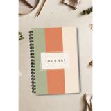 giftkonsept Modern Şeritli ve Sade Çizgili Soft 50 Yaprak 100 Sayfa Sprialli Defter - Renkli - A5 - Çizgisiz
