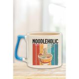 giftkonsept Noodleholic Baskılı Ramen Aşığı Japon Mutfağı Anime Doğum Günü Hediye Mavi Kulplu Kupa Bardak, QBT5276