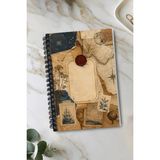 giftkonsept Nostaljik Gemi Detaylı Retro 50 Yaprak 100 Sayfa Sprialli Defter - Renkli - A4 - Çizgisiz