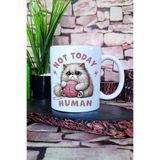 giftkonsept Not Today Human Baskılı Komik Kedi Kedisever Hediyelik Baskılı Çay Kahve Sunum Kupa Bardak, QBM5710
