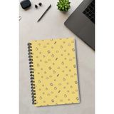 giftkonsept Pastel Sarı Minik Kahve ve Ikon Motifli 50 Yaprak 100 Sayfa Sprialli Defter - Renkli - A4 - Çizgisiz