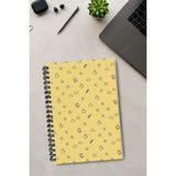 giftkonsept Pastel Sarı Minik Kahve ve Ikon Motifli 50 Yaprak 100 Sayfa Sprialli Defter - Renkli - A5 - Çizgisiz