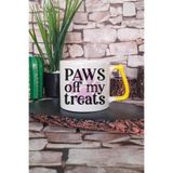 giftkonsept Paws Off My Treats Yazılı Komik Köpek Ödül Uyarısı Hediyelik Kulplu Kupa Bardak, QBLK5801-SR